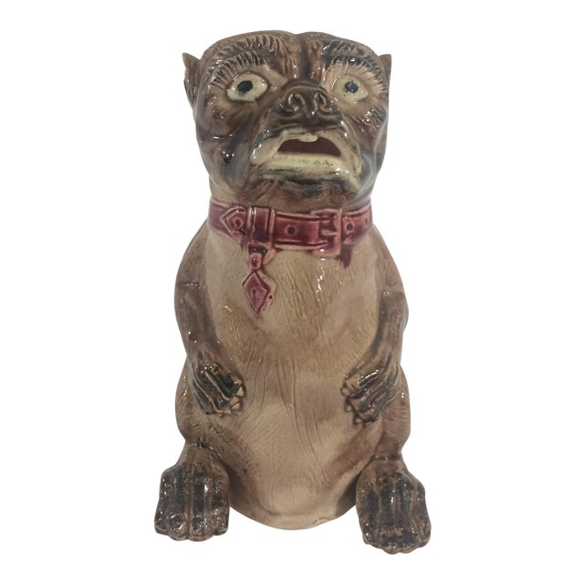 English Majolica Bulldog Pitcher For Sale