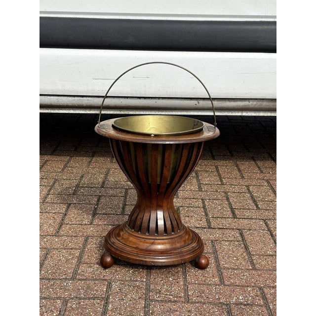 Victorian Walnut Peat Bucket, Coal / Kindling. Sizes :- 42 cms in length, 36 cms diameter
