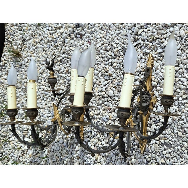 Empire Two-Color Bronze Wall Lights, Set of 2 For Sale - Image 11 of 18
