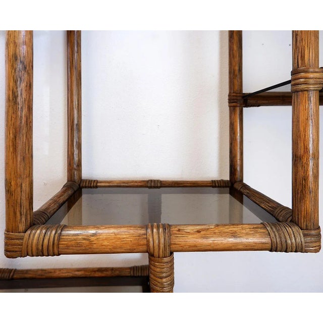Brown Deconstructed Bamboo and Smoked Glass Shelf, 1970s For Sale - Image 8 of 15