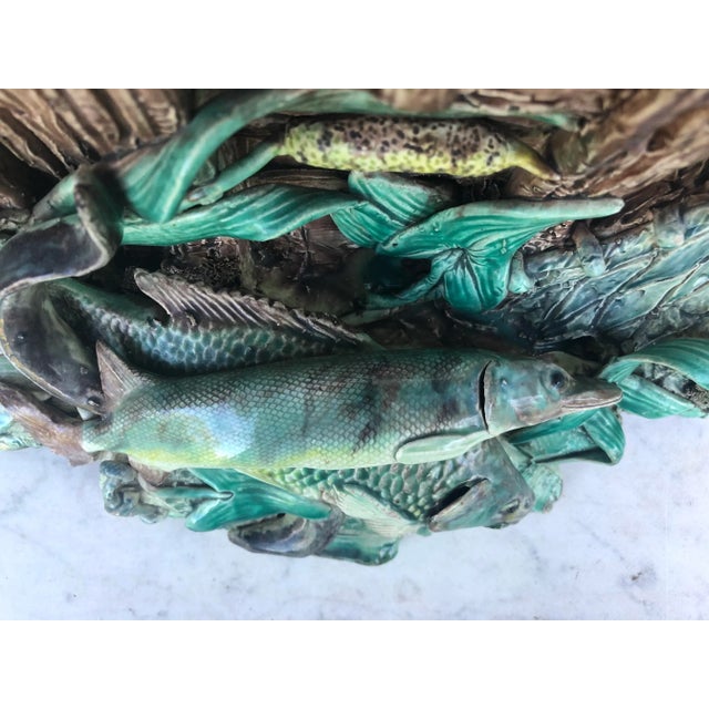 Oversize French Majolica Palissy Fishs Jardiniere, Circa 1880 For Sale In Austin - Image 6 of 12