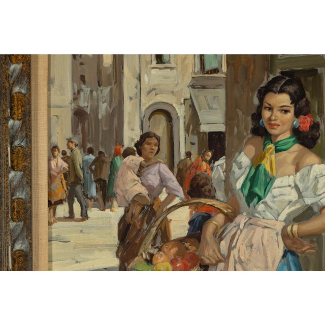Oil Painting of an Italian Woman in a Market Scene Signed G. Graziani For Sale - Image 12 of 12