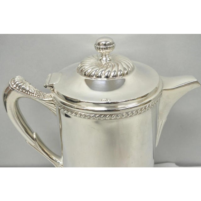 Victorian Antique English Victorian Silver Plated Enamel Line Large Beverage Water Pitcher For Sale - Image 3 of 18