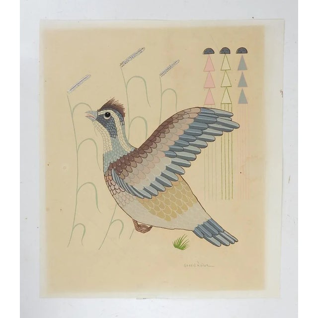 Rustic Mid 20th Century Gerald Nailor Quail Serigraph For Sale - Image 3 of 4