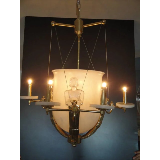 Alabaster and brass Art Deco style chandelier