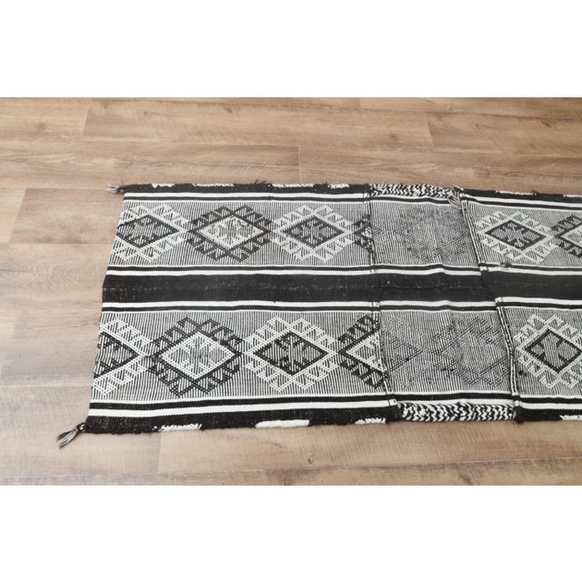 Gray 1970s Vintage Turkish Handmade Wool Cotton Gray Kilim Runner Rug For Sale - Image 8 of 11