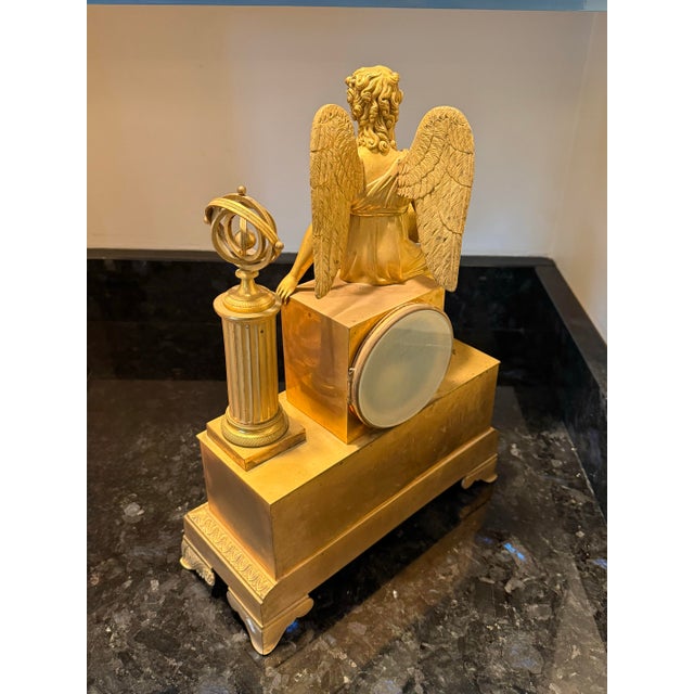 Traditional Early 19th Century French Empire Gilt Bronze Astronomy Mantel Clock, Circa 1820 For Sale - Image 3 of 9