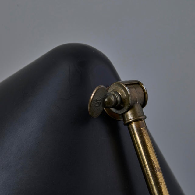 1950s Erik Warna 'Gk14' Black and Brass Perforated Shade Table Lamps - a Pair For Sale - Image 11 of 12