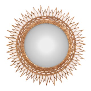 An Ivory Glass & Resin Convex Mirror, in the Manner of Line Vautrin. Contemporary. For Sale