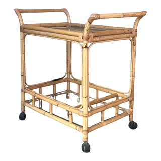 Mid-Century Modern Bamboo Tea Cart, Garden Furniture For Sale