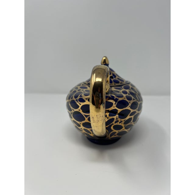 Mid-Century Modern Vintage English “Aladdin” Cobalt Blue & Gilt Teapot, Mid-Century For Sale - Image 3 of 12