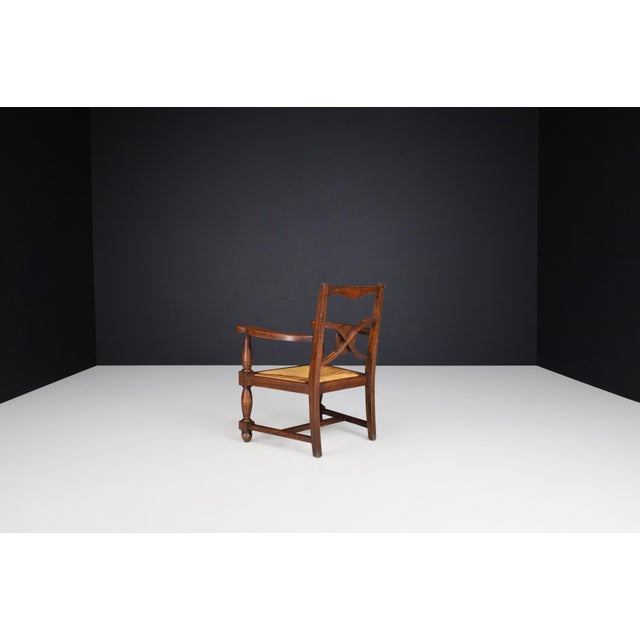 French Art Deco Armchairs in Oak and Rush, 1930s, Set of 2 For Sale - Image 13 of 14