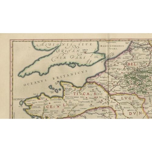 Map of Caesar's Gallia Veteris Ancient Gaul from Blaeu, France, 1642 For Sale - Image 9 of 13