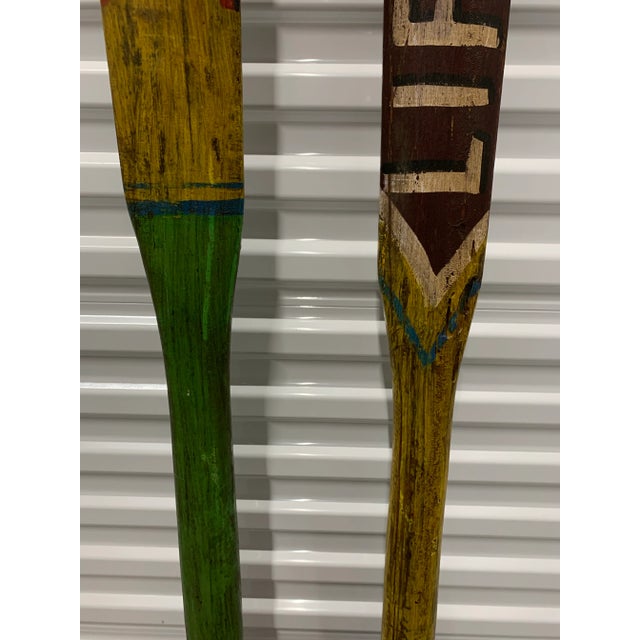 Pair of Vintage Wooden Rowing Oars From a Summer Camp in Indiana For Sale - Image 9 of 11