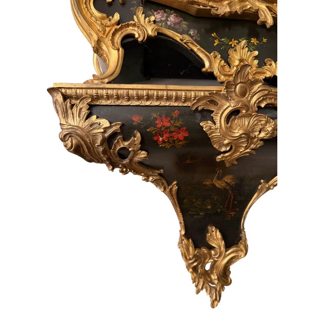 18th Century French Louis XV Lenoir À Paris Floral Cartel Clock & Bracket For Sale - Image 10 of 13