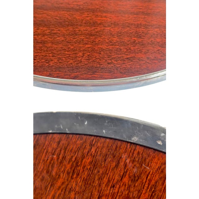 1950s Silver Plate Cake Stand With Faux Wood Formica Surface For Sale - Image 9 of 13