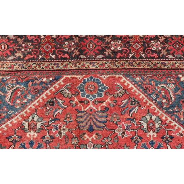 Antique Mahal Rug With All Over Design in Soft Red and Brown Border For Sale - Image 11 of 13