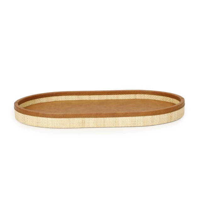 Boho Chic Hakiri Natural Raffia Large Designer Storage Tray For Sale - Image 3 of 7