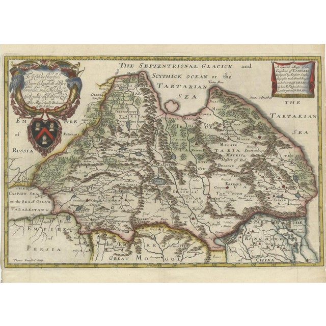 Cream Map of Tartary by Richard Blome, 1670 For Sale - Image 8 of 10