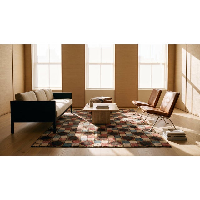 Extraordinary Multicolor Bakcground & Circles With Star Borders Geometric Pattern Antique American Hooked Rug For Sale - Image 10 of 10