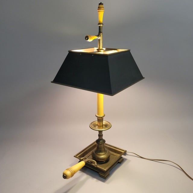 French 1984 Chapman Brass Bouillotte Style Lamp With Tole Shade For Sale - Image 3 of 8