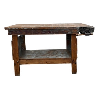 Vintage/Antique Industrial Primitive Kitchen Island/Workbench Table, Circa 1940s For Sale