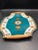 1950s Vintage MCM Georges Briard Teal & Gold Butterfly Curved Glass Tray W/ Wood Handles For Sale - Image 5 of 10