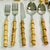 Vintage Home is pleased to present this set of natural Bamboo and 18/8 Stainless Steel flatware. Each piece is marked 304...