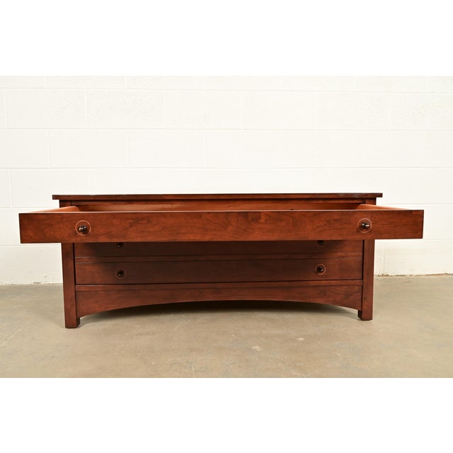 Brown Stickley Harvey Ellis Collection Arts & Crafts Inlaid Cherry Wood Coffee Table For Sale - Image 8 of 16