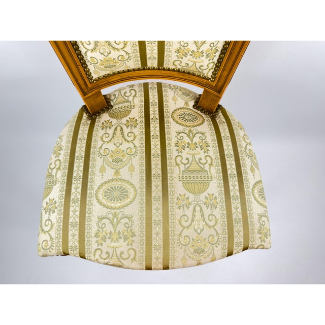 19th Century Louis XVI Directoire Style Walnut Chair With Silk Upholstery For Sale - Image 6 of 14