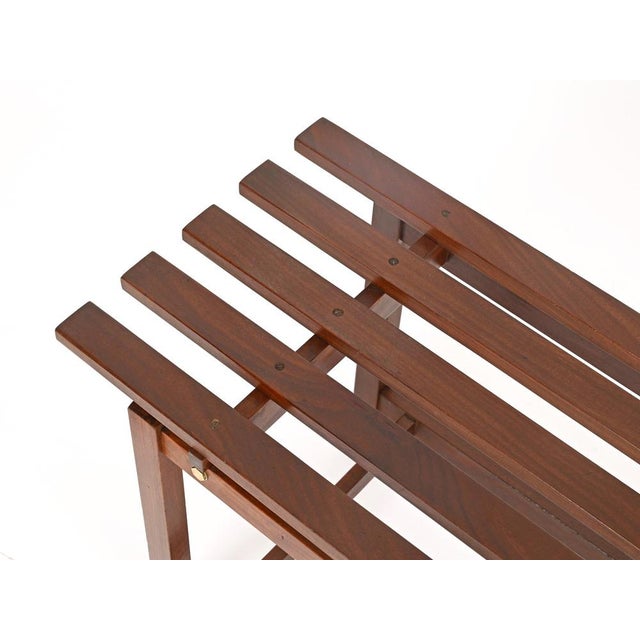Mid-Century Modern Bench in Teak Wood and Brass, Italy, 1960s For Sale - Image 6 of 11