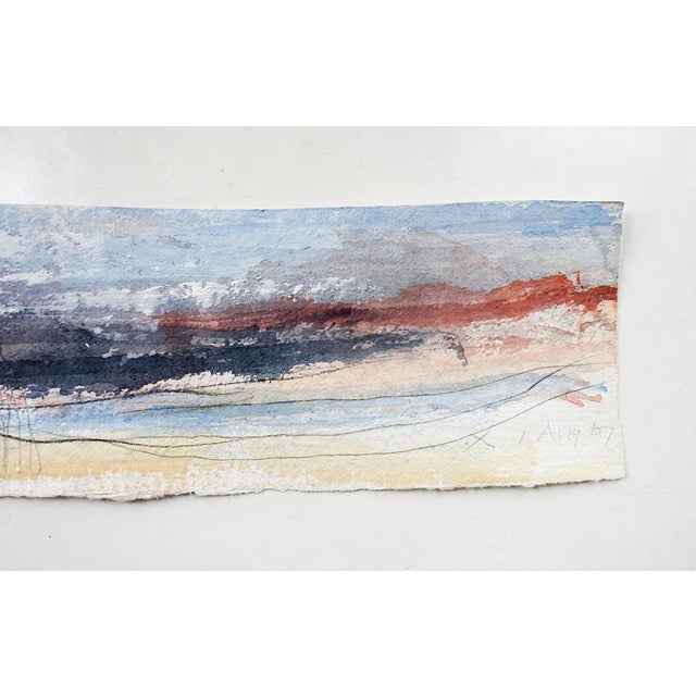 Long-format abstract landscape using watercolor and pencil on heavy watercolor paper by George Turner (1943-2014). Signed...
