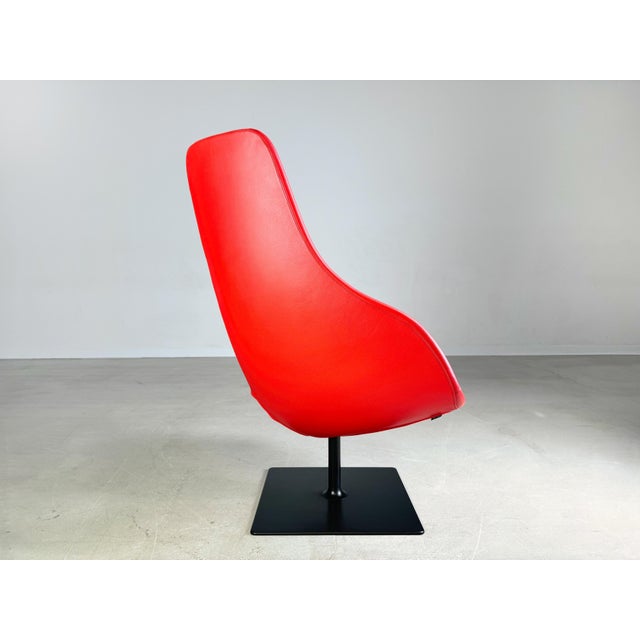 Moroso Swivel Leather Armchair in Red from Patricia Urquiola For Sale - Image 6 of 11