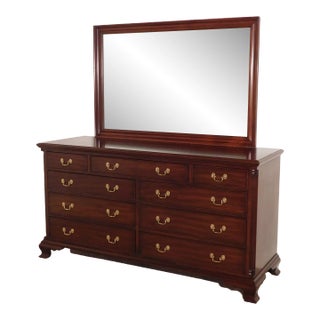 Vintage Henkel Harris #29 Finish New Market #166 Long Chest Dresser Lowboy W Mirror For Sale