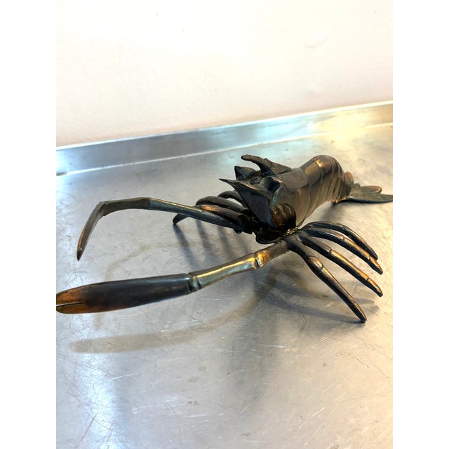 Mid-Century Modern Large Brass Shrimp Figurine For Sale - Image 3 of 5
