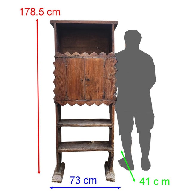 Rare 19th-century shepherd's cupboard in natural wood (larch and chestnut). This piece of folk art was originally designed...