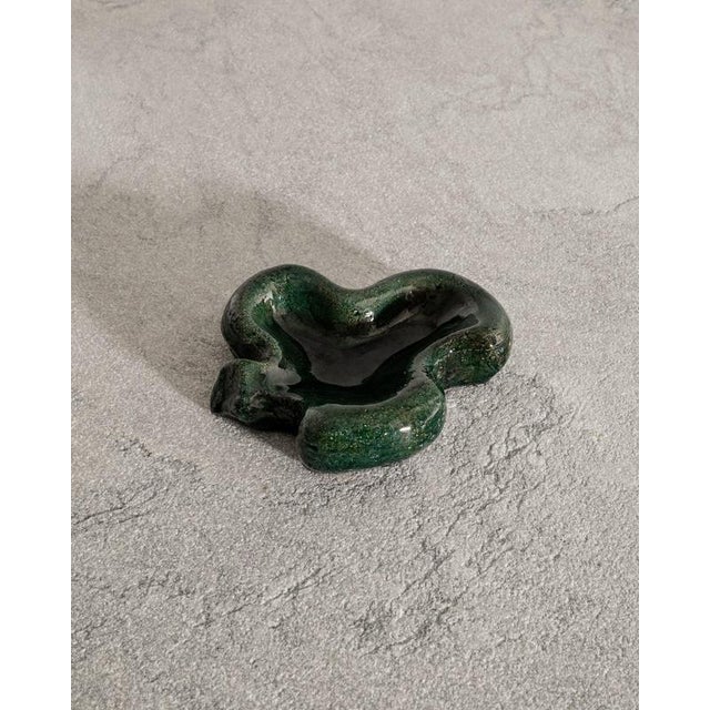 French Mid-Century Green Ceramic Ashtray by Georges Jouve, 1950s For Sale - Image 4 of 6