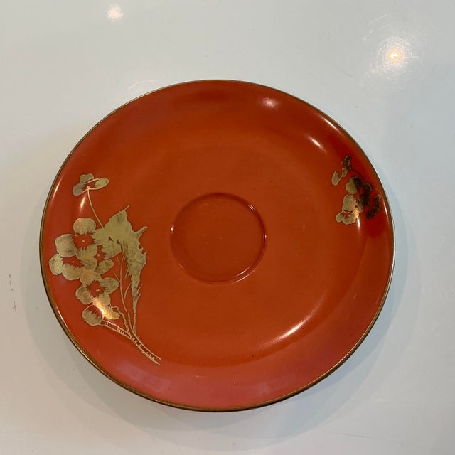 Mid 20th Century Mid 20th Century Dorothy C. Thorpe Persimmon Gold Butterfly Pattern China Set- 8 Pieces For Sale - Image 5 of 10