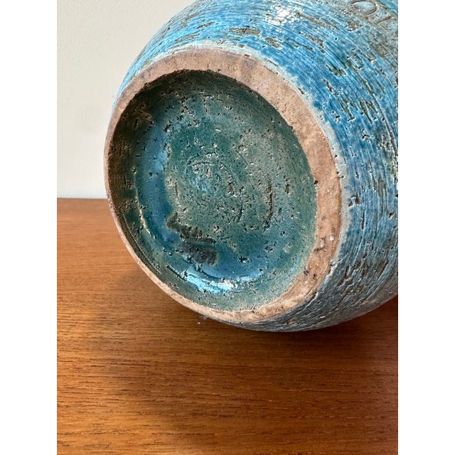 1960s Italian Bitossi Blue Glazed Pottery Vase For Sale In San Francisco - Image 6 of 12