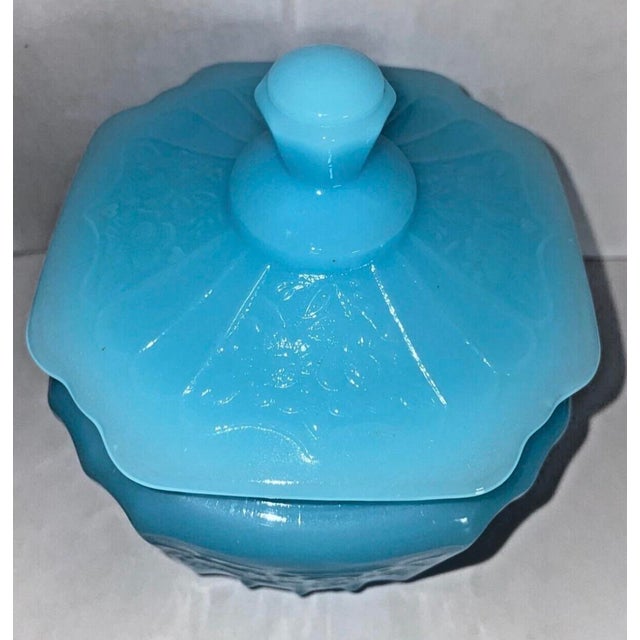 Rare Baby Blue Mayfair Open Rose Depression Glass Cookie Jar For Sale In New York - Image 6 of 12
