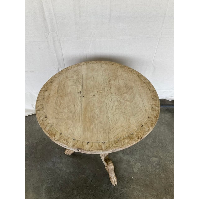 Antique Bleached Carved Oak Side Table With Hoof Feet 19th Century For Sale - Image 6 of 13