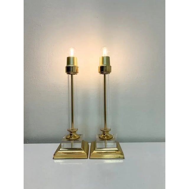 Brass and Acrylic Table Lamps from GKS Leuchten, 1970s, Set of 2 For Sale - Image 4 of 12
