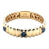 14k Yellow Gold Sapphire Band Ring, Size 6.75 For Sale