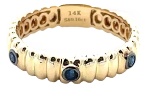 14k Yellow Gold Sapphire Band Ring, Size 6.75