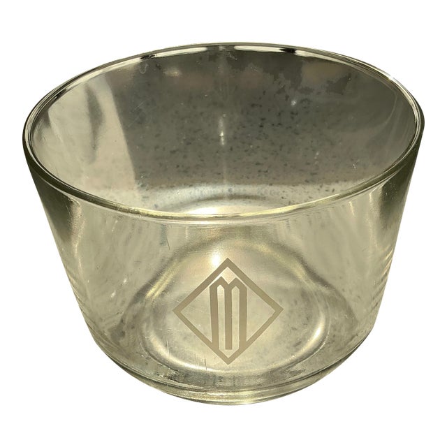 Vintage Monogram "M" Glass Bowl For Sale