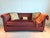 Hollywood Regency Le Jeune Miami Custom Burgundy Rolled-Arm Sofa With Nailhead Trim & Accessories For Sale - Image 3 of 8