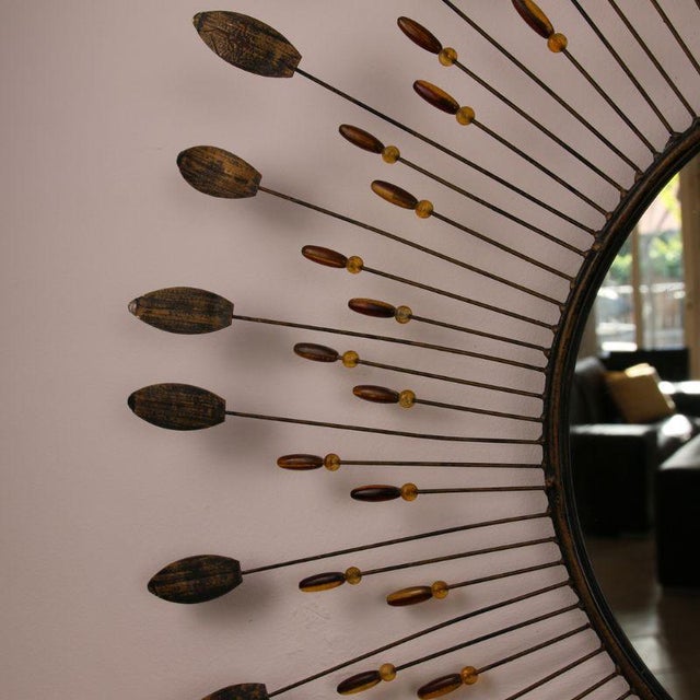 Vintage Metal Sun Mirror, 1970s For Sale - Image 6 of 7