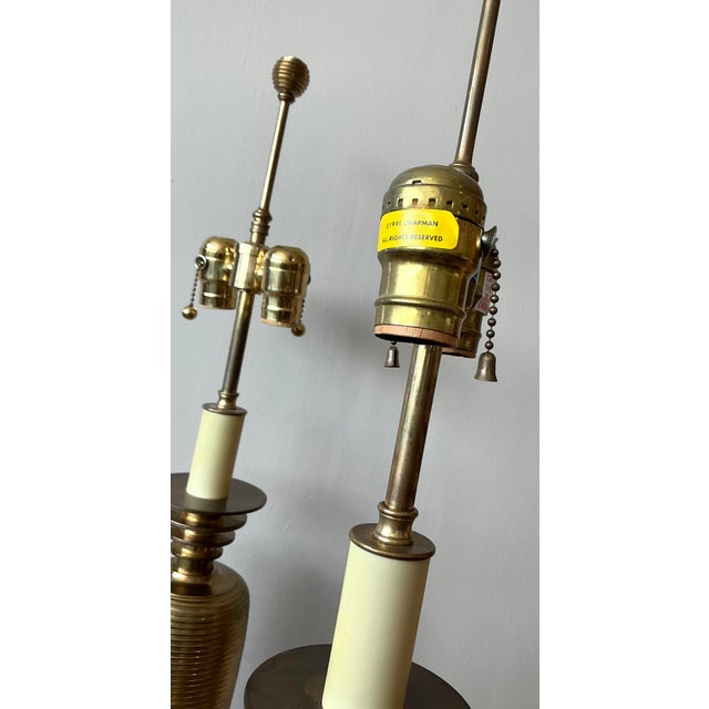 Brass Vintage Postmodern Chapman Brass Lamps - A Pair For Sale - Image 8 of 10
