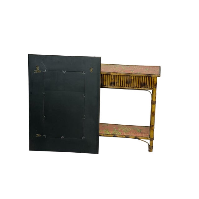 Mid 20th Century Hollywood Regency Faux Bamboo Console / Vanity With Matching Mirror, 2 Pieces For Sale - Image 12 of 12