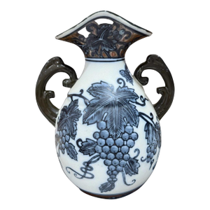 Vintage Large Modern Studio Porcelain Bisque Grapes and Vines Design 12”